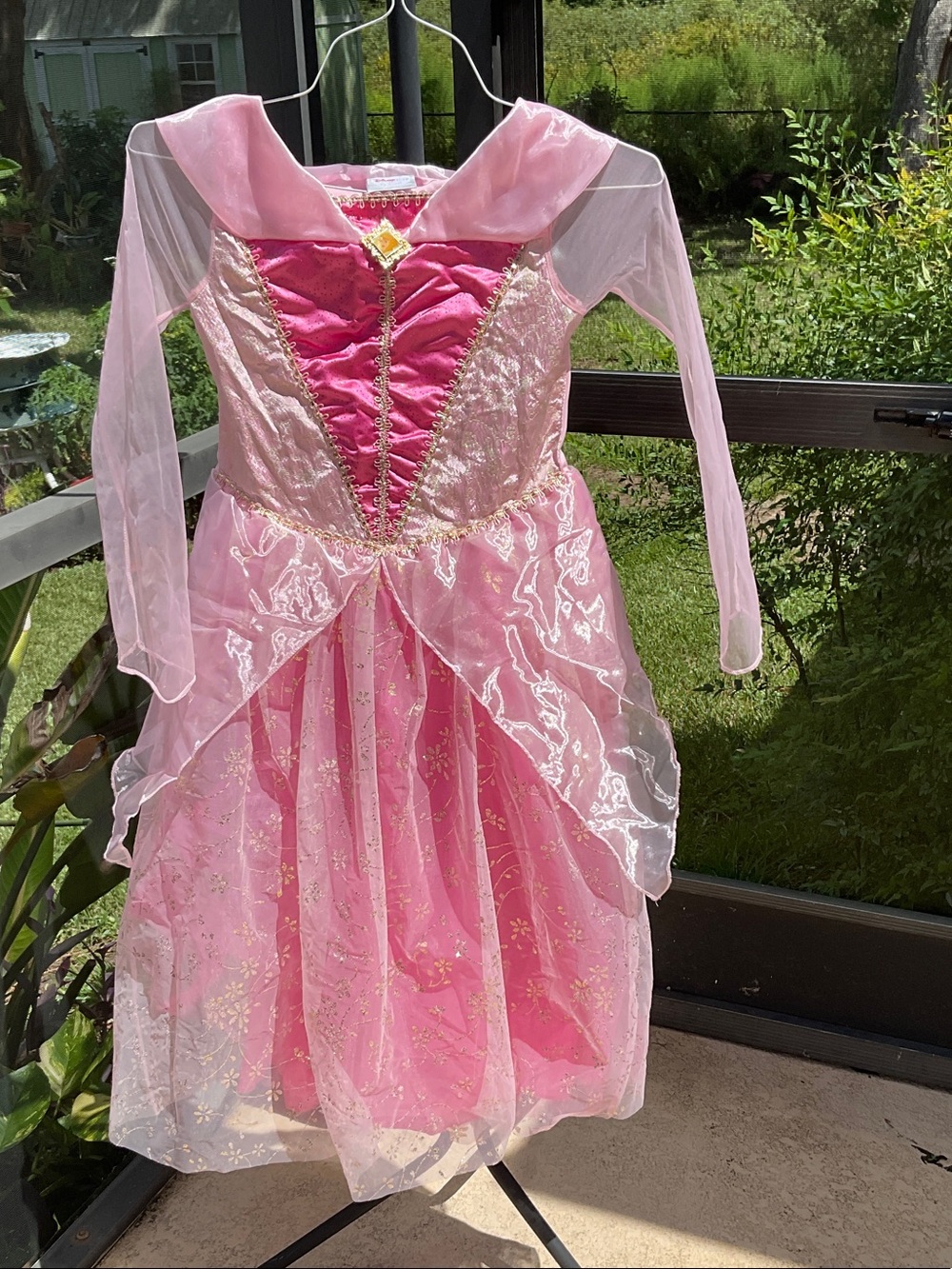 Disney store Sleeping Beauty Princess Pink and Gold Gown Costume dress L (10|12)